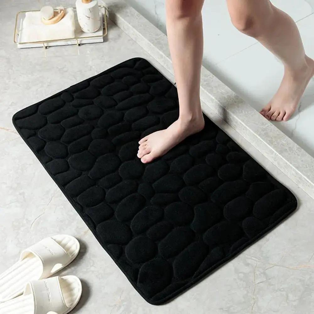 Cobblestone Embossed Bath Mat Non-Slip Carpets Water Absorption Washable Bathtub Floor Rug Shower Doormat Bathroom Decor by All Mart Bristol Ltd
