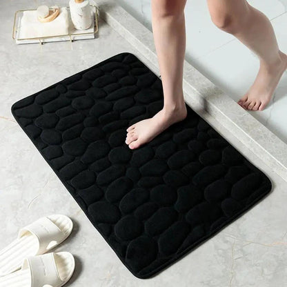 Cobblestone Embossed Bath Mat Non-Slip Carpets Water Absorption Washable Bathtub Floor Rug Shower Doormat Bathroom Decor by All Mart Bristol Ltd