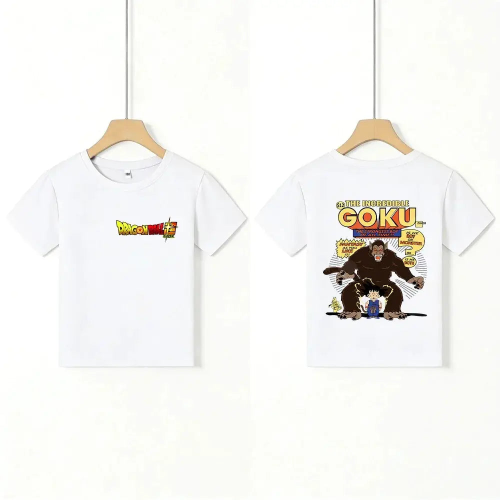 Kids T - Shirt Dragon Ball Goku & Great Ape Print, Cartoon Anime - Themed Casual Cotton Tee for Boys Girls, Cool Graphic Childre by All Mart Bristol Ltd