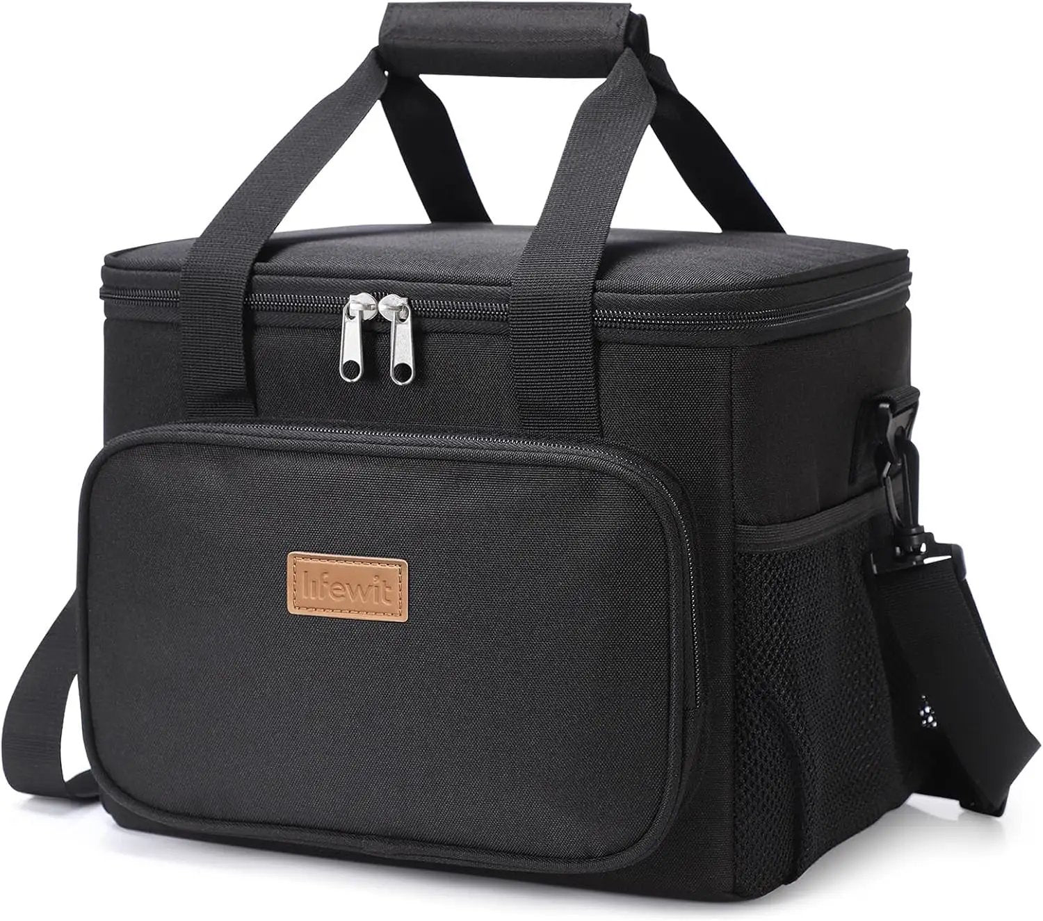 Stylish Black Insulated Lunch Bag - 9L Soft Cooler Tote for Adults, Perfect for 12 Cans by All Mart Bristol Ltd