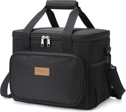 Stylish Black Insulated Lunch Bag - 9L Soft Cooler Tote for Adults, Perfect for 12 Cans by All Mart Bristol Ltd