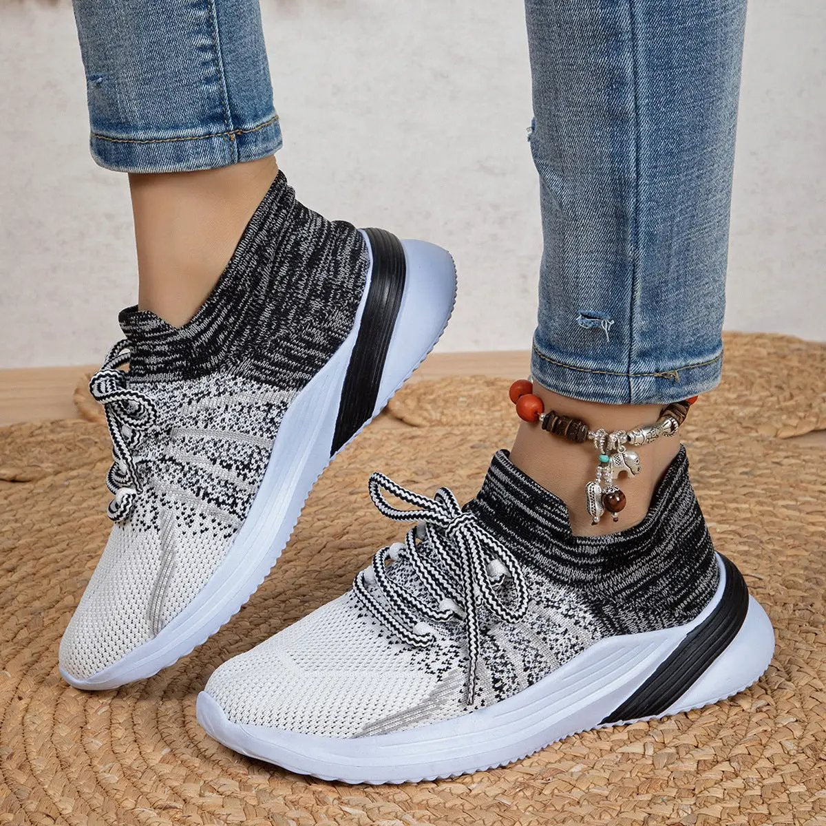 New Lace-up Sports Shoes Women Color-matching Breathable Mesh Shoes Running Walking Casual Sneakers by Dropshipman