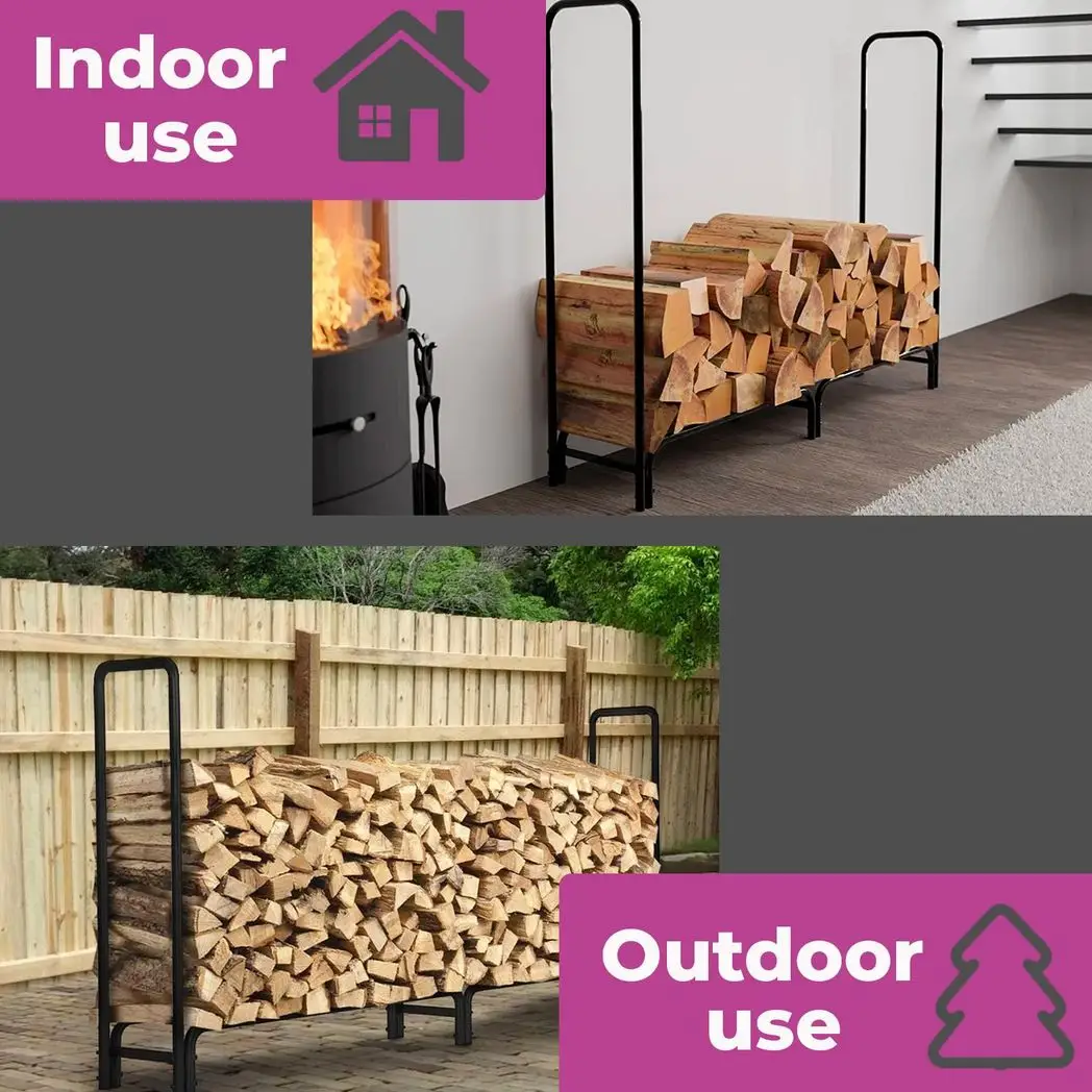 Neo 240cm Outdoor Metal Log Holder Storage Rack with Cover by Neo