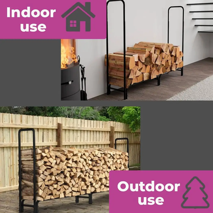 Neo 240cm Outdoor Metal Log Holder Storage Rack with Cover by Neo