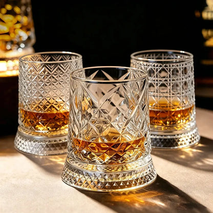 Luxury 360° Spinning Crystal Glass -Star-Cut Stress Relief Whiskey & Wine Glass,Elegant European Barware Gift, Rotating Glasscup Spinning Glass Cup Gift an Illuminated Base Summerwins,Summerwins