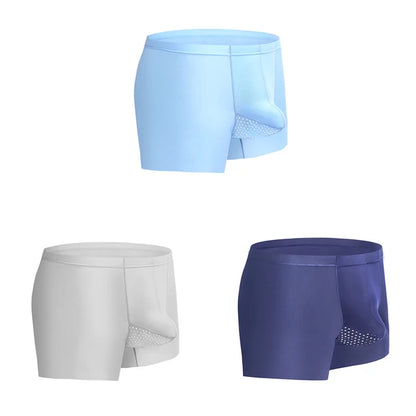 3PCS Men Boxer Shorts Mens Ice Silk Seamless Underwear Boxers Homme Ice Silk Boxershorts Breathable Mesh Panties Sexy Underpants by All Mart Bristol Ltd