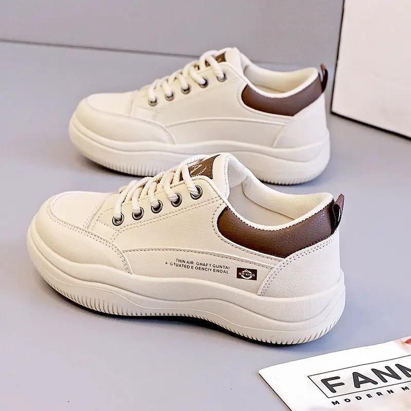 Women's Korean-style All-match Leather White Shoes by Dropshipman