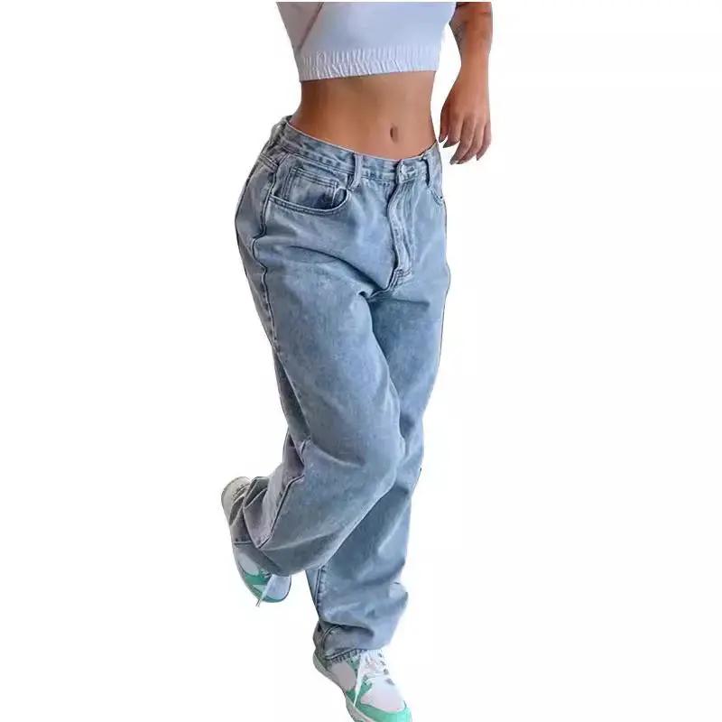 Casual Retro Loose Denim Trousers Women by All Mart Bristol Ltd