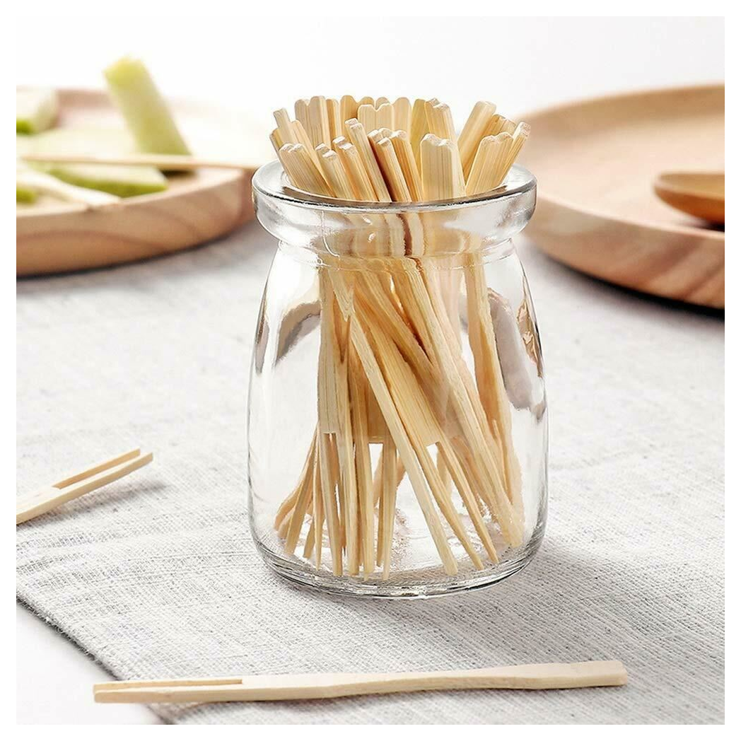 ECO Connection Pack Of 50 Disposable Natural Bamboo Skewer Forks by Aquarius