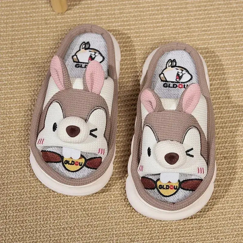 Home Linen Slipper for Women Cute Bunny Clouds Flip Flops Female Design Cozy Shoes Slides Four Season Platform Couples Sandals by All Mart Bristol Ltd