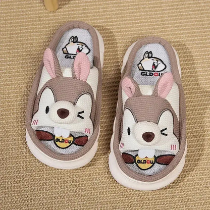 Home Linen Slipper for Women Cute Bunny Clouds Flip Flops Female Design Cozy Shoes Slides Four Season Platform Couples Sandals by All Mart Bristol Ltd