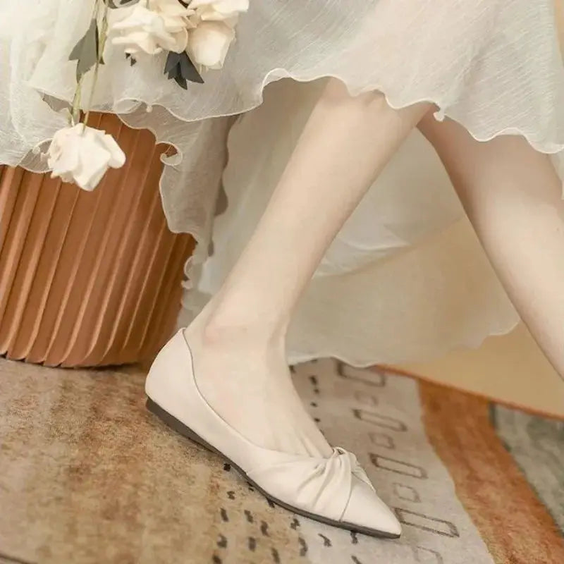2026 Spring New Women Pointed-toe Casual Flats Shoes Senior Light Shallow Ballet Shoes Fashion Bow Ladies Slip-On Woman De Mujer by All Mart Bristol Ltd