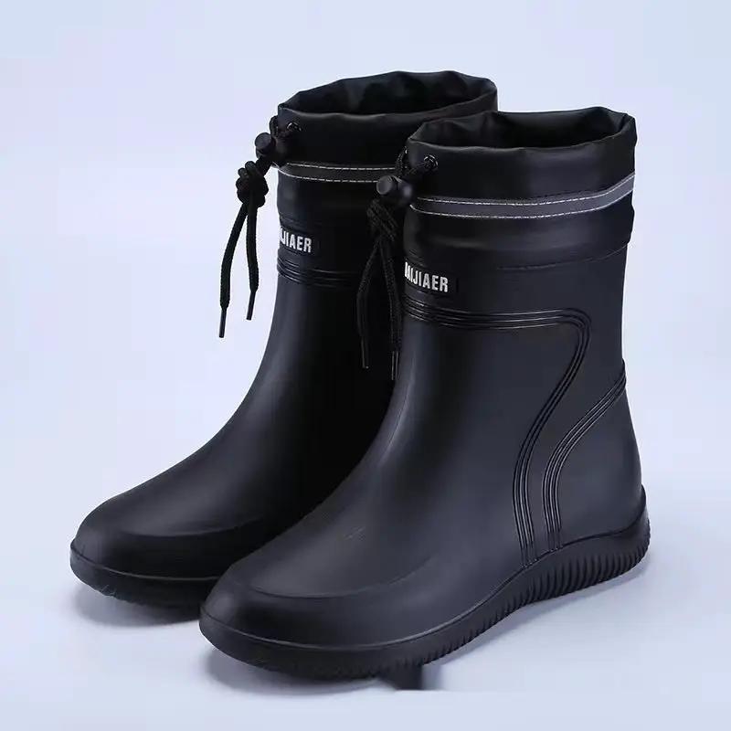 Cotton-padded Warm-keeping Fixed Velvet Rain Boots For Men And Women by Dropshipman