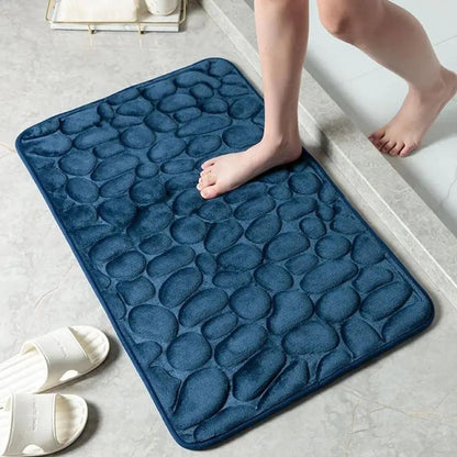 Cobblestone Embossed Bath Mat Non-Slip Carpets Water Absorption Washable Bathtub Floor Rug Shower Doormat Bathroom Decor by All Mart Bristol Ltd