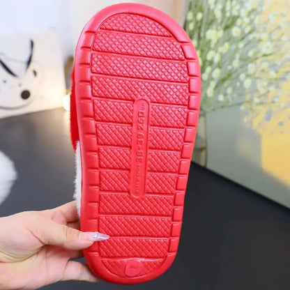 Newest 2025 Creative Strawberry Fur Slippers with Stem Ladies Platfrom EVA Plush Slides Shoes for Women Brand Plush Slippers by All Mart Bristol Ltd
