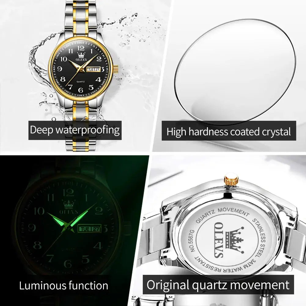 OLEVS Brand Ladies' Watch Quartz Watch Calendar Week Waterproof 5567 by All Mart Bristol Ltd