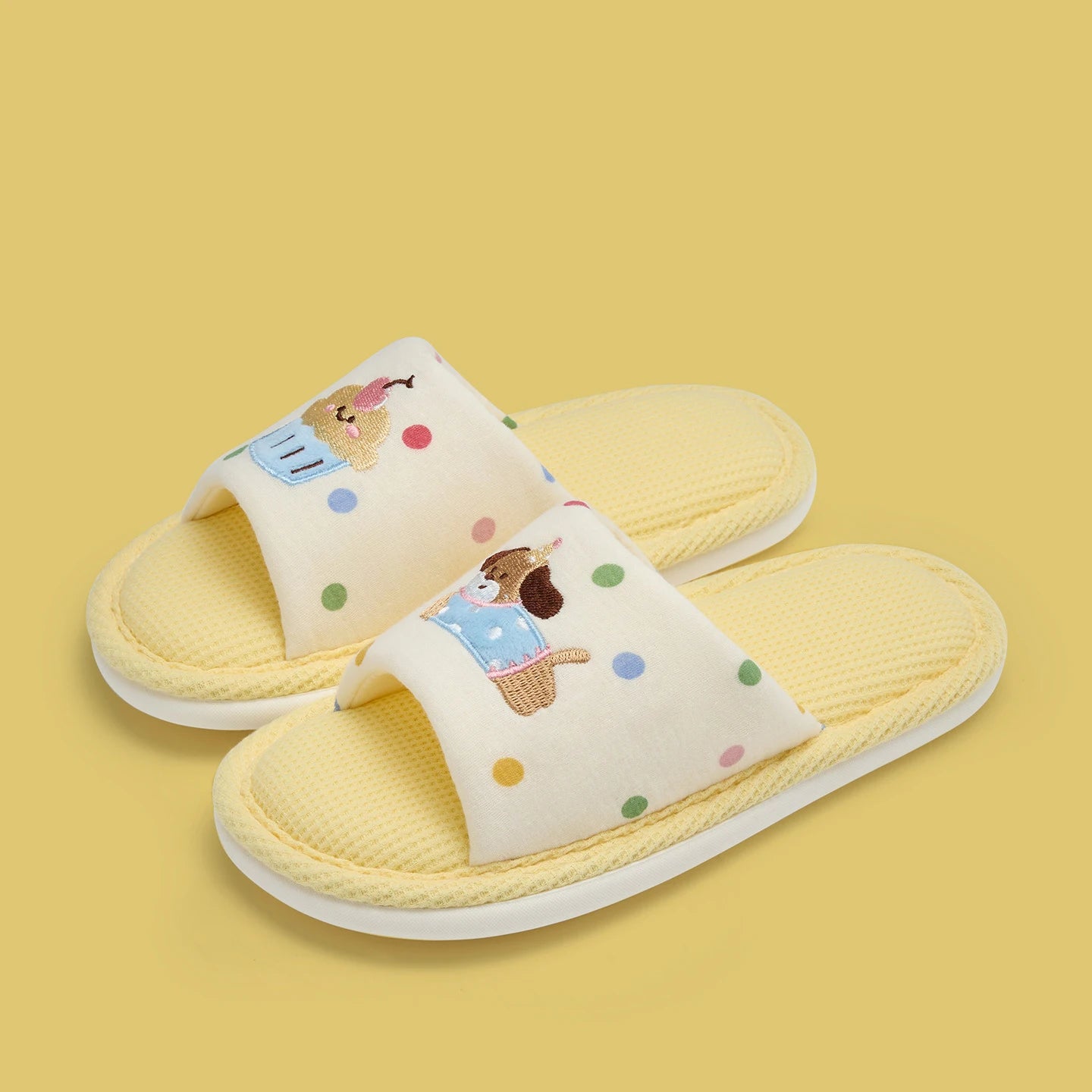 Women's Cartoon Embroidery Linen Slippers, Breathable Cotton Linen House Shoes, Comfortable Non-Slip Indoor Home Slides by All Mart Bristol Ltd