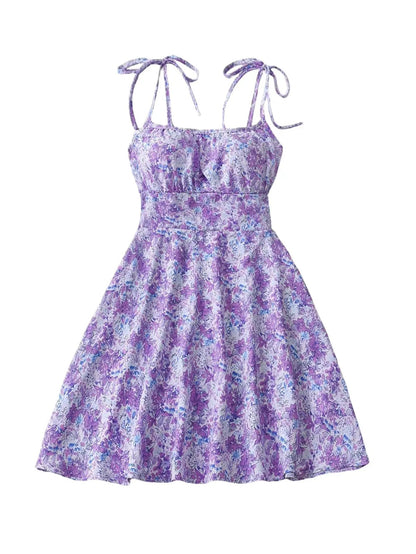 Floral Print Dress Summer Sweet A- Line Waist Trimming Dresses Women's Slimming Casual Clothing by Dropshipman
