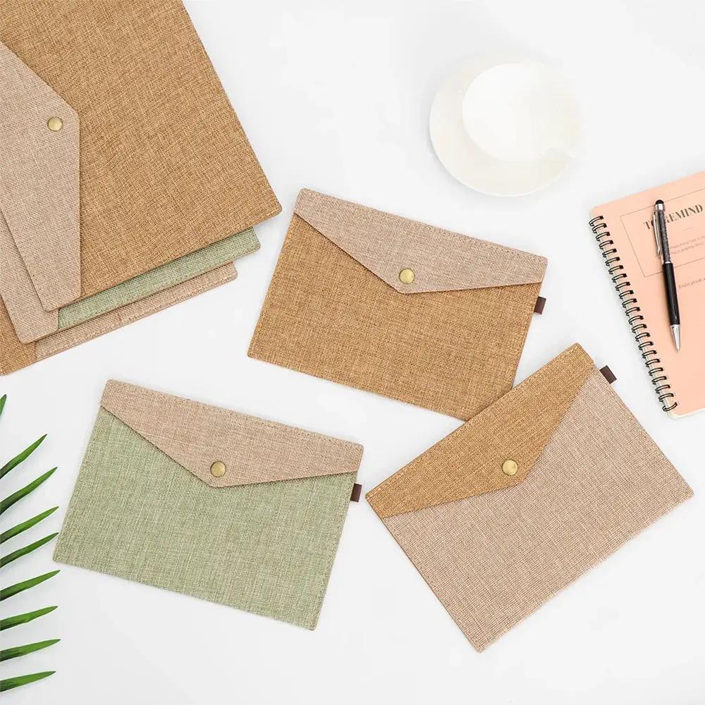 1PC A4/A5 Imitation Linen Big Capacity Document Bag Simple Canvas Felt File Bag Briefcase File Folders Office School Supplies by All Mart Bristol Ltd