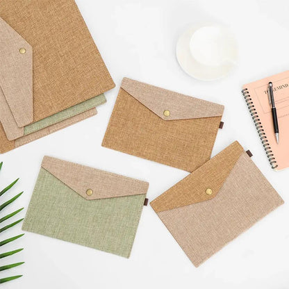 1PC A4/A5 Imitation Linen Big Capacity Document Bag Simple Canvas Felt File Bag Briefcase File Folders Office School Supplies by All Mart Bristol Ltd