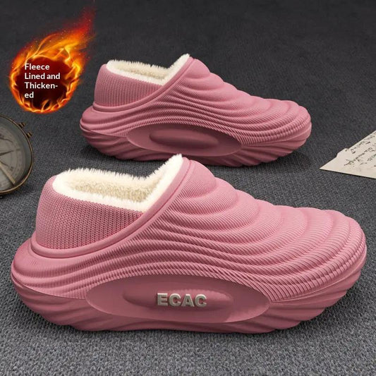 New Warm, Fleece-lined, Thickened Indoor House Slippers With Non-slip, Waterproof Soles by Dropshipman