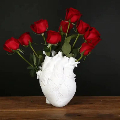 Popular Cross-Border New Texture Heart Vase Flower Cuttings Home Decoration Vase Ornaments Desktop Resin Handicrafts by All Mart Bristol Ltd