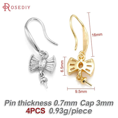 18K Gold Color Brass Can fit Half Hole Beads with Half Pins Earrings Hooks High Quality Jewelry Making Diy Findings Accessories by All Mart Bristol Ltd