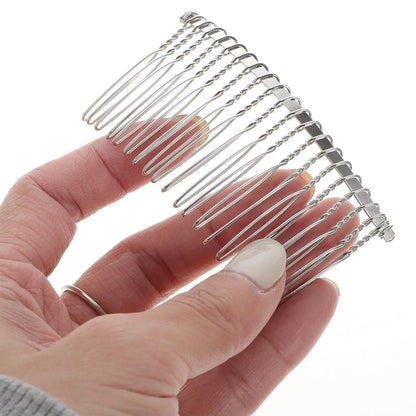 3 Pcs Iron Hair Comb 7 8cm Silver Metal Wire 20 Teeth Bridal Veil Comb Wedding Headdress Craft Hairpiece DIY Accessory For Pins by All Mart Bristol Ltd