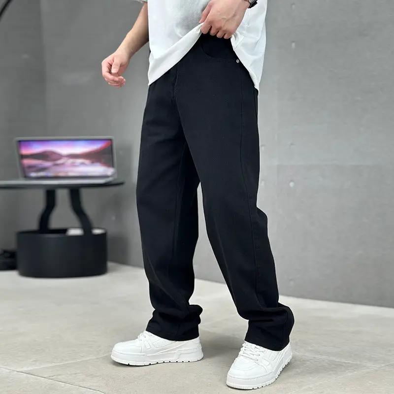 Fashion Pockets Jeans Men's Wide-leg Straight Trousers Versatile Casual Long Pants Streetwear Clothing by Dropshipman