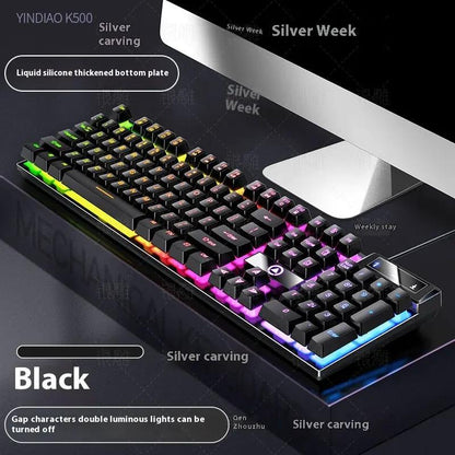 K500 Game Wired Color Matching Luminous Machinery Touch Desktop Computer Keyboard by Dropshipman
