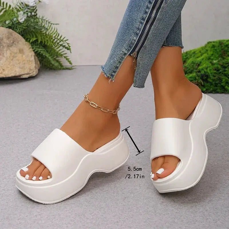 Chunky Platform Slippers for Women Summer 2025 Comfortable Wedge Heels Sandals Woman Solid Non Slip Eva Thick Sole Slides Shoes by All Mart Bristol Ltd