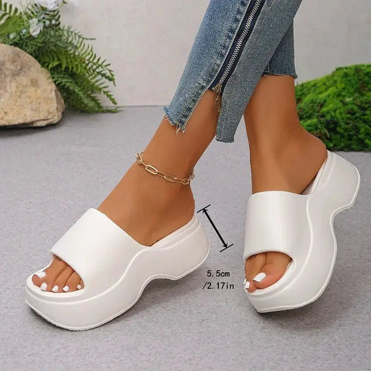 Chunky Platform Slippers for Women Summer 2025 Comfortable Wedge Heels Sandals Woman Solid Non Slip Eva Thick Sole Slides Shoes by All Mart Bristol Ltd