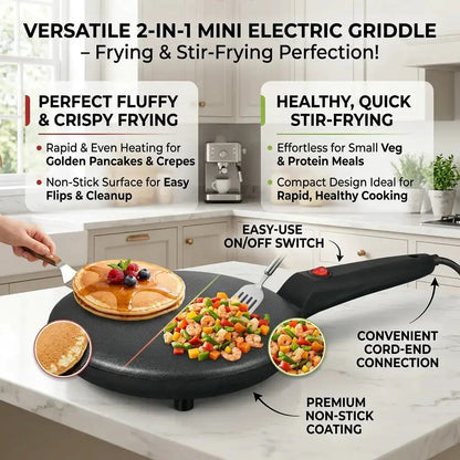 Multi-Function Pancake Maker, Non-Stick Crepe Maker & Crepe Machine - Non-Stick Heating Plate with LED Indicator Light, Easy to Clean, Compact Home Breakfast Machine by All Mart Bristol Ltd