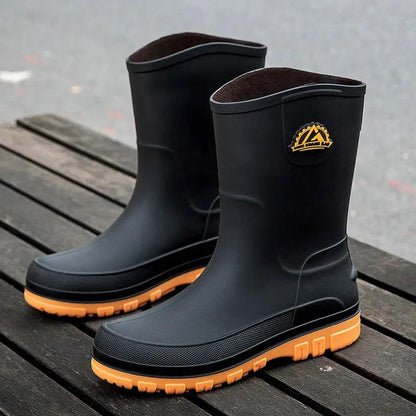 Men's Fashionable Outdoor Middle Tube Non-slip Rain Boots by Dropshipman