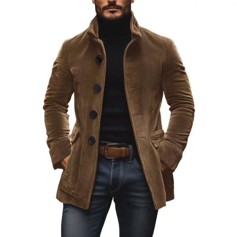 Men's Jacket Winter Stand Collar Button-up Coat Casual Blazer Outerwear Clothing by Dropshipman