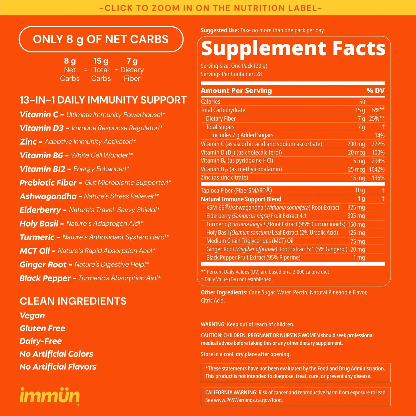 Immün 13-In-1 Immunity Gummies (Sour Pineapple): Daily Immune Defense Supplement with 13 Clinically Studied Ingredients: Vitamin C, D3, Zinc, Ashwagandha KSM-66, Elderberry, Prebiotics, Adaptogens, Gluten Free, Vegan, Third Party Tested by All Mart Bristol Ltd