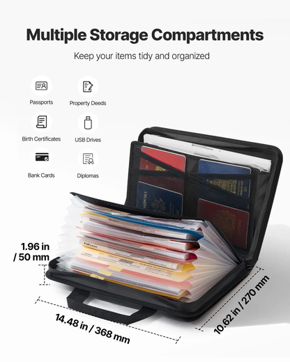 VEVOR Fireproof Document Bag, 1832 ℉ Heat Insulated Fireproof & Waterproof Bag, Portable Multi-Layer File Storage Security Organizer Home Office Travel Use, for Passports, Important Documents, Files by All Mart Bristol Ltd