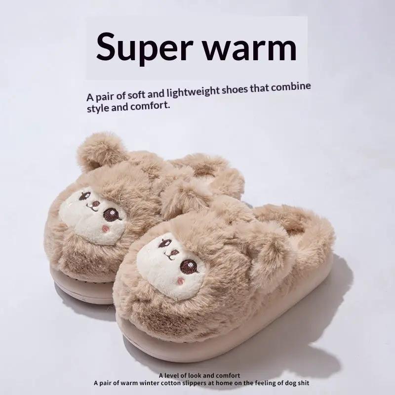 Cute, Non-slip, Warm, And Thick-soled Plush Slippers by Dropshipman