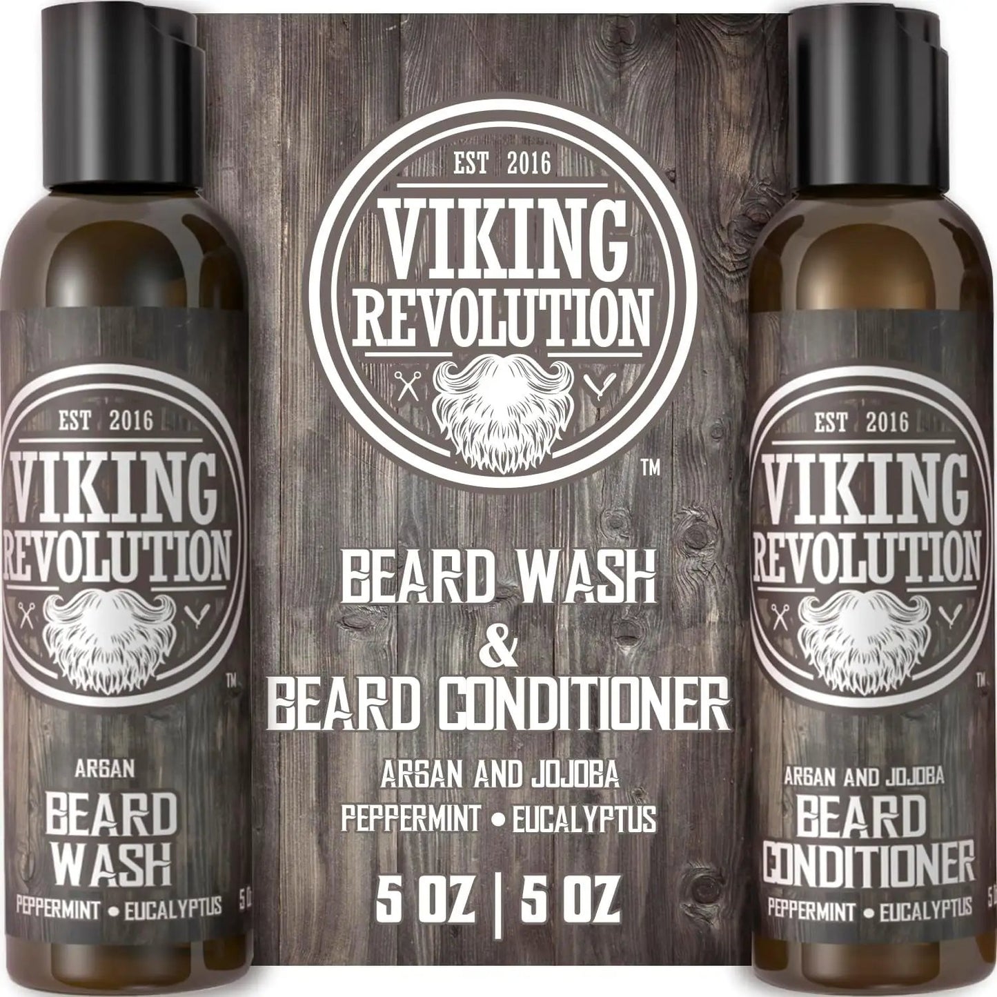 Beard Shampoo and Conditioner Set - Natural Wash & Conditioner with Argan & Jojoba Oils - Softens, Strengthens & Refreshes - Peppermint & Eucalyptus - Perfect Gift for Men - 600ml Total by All Mart Bristol Ltd