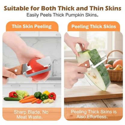 Premium-Grade Fruit & Vegetable Peeler| Sharp Stainless Steel Blade, Ergonomic Wooden Handle + Built-In Bottle Opener – Ideal for Daily Kitchen Use