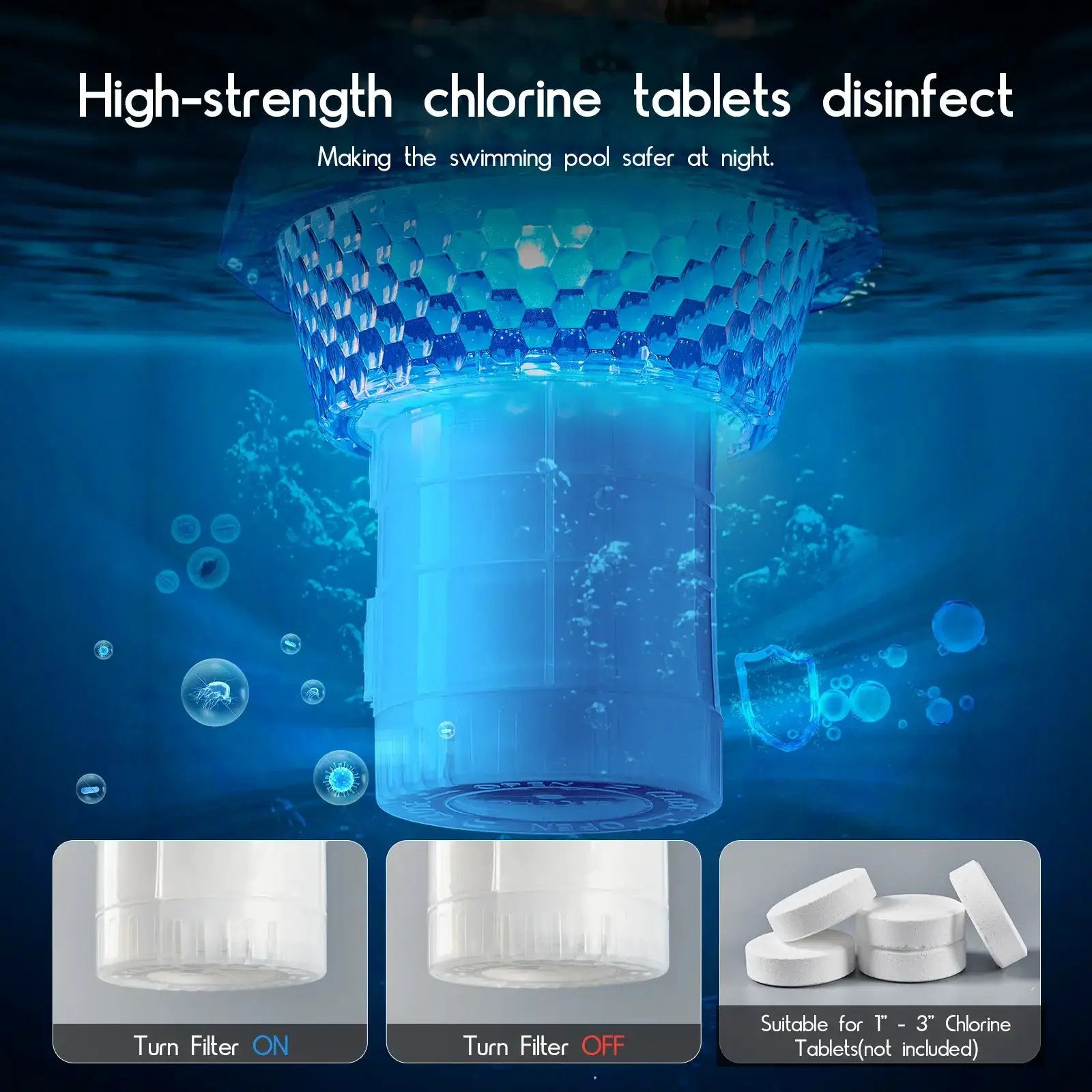 Brightown Solar Pool Chlorine Tablet Floater, RGBWW Remote Control Pool Chlorine Floater with IP68 Waterproof, 4 Dimming & 3 Timers for Pools, Hot Tubs, Large Above-Ground Pools by All Mart Bristol Ltd