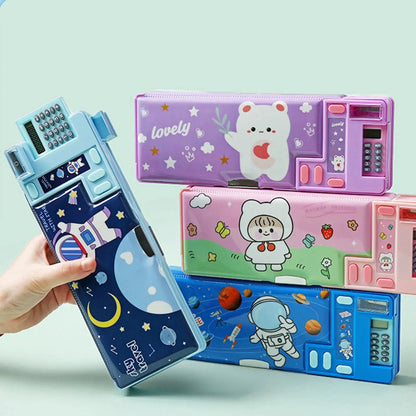 Plastic Stationery Organizer Box Unicorn Bear Astronaut Stationery Pencil Case School Gifts for Kids Teens Supplies by All Mart Bristol Ltd