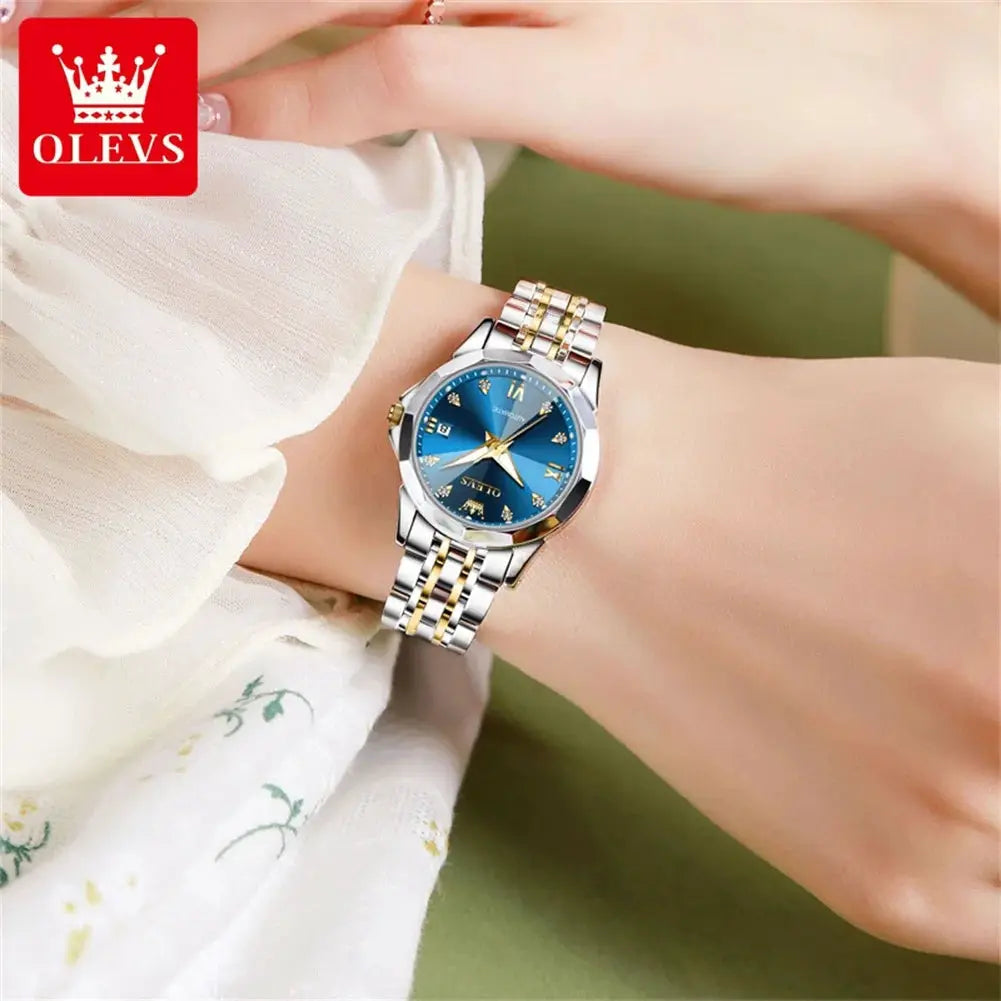 OLEVS Women's Watches Trend Elegant Sparkling Shining Diamond Scale Original Automatic Mechanical Wristwatch for Lady Waterproof by All Mart Bristol Ltd