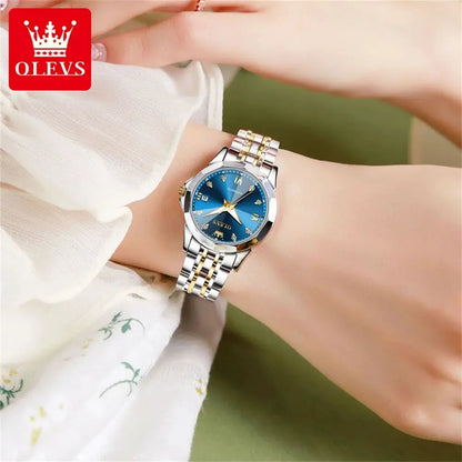 OLEVS Women's Watches Trend Elegant Sparkling Shining Diamond Scale Original Automatic Mechanical Wristwatch for Lady Waterproof by All Mart Bristol Ltd