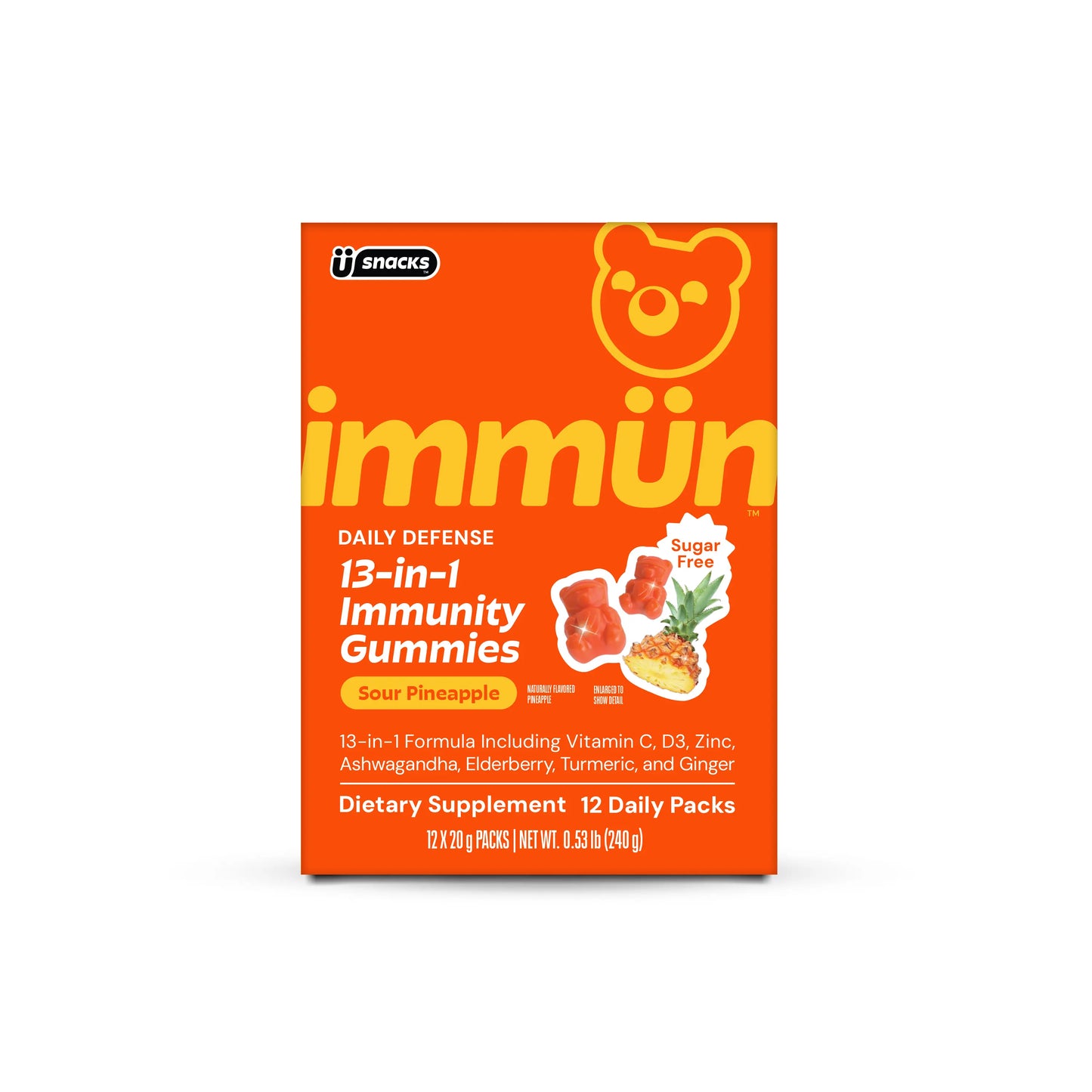 Immün 13-In-1 Immunity Gummies (Sour Pineapple): Daily Immune Defense Supplement with 13 Clinically Studied Ingredients: Vitamin C, D3, Zinc, Ashwagandha KSM-66, Elderberry, Prebiotics, Adaptogens, Gluten Free, Vegan, Third Party Tested by All Mart Bristol Ltd