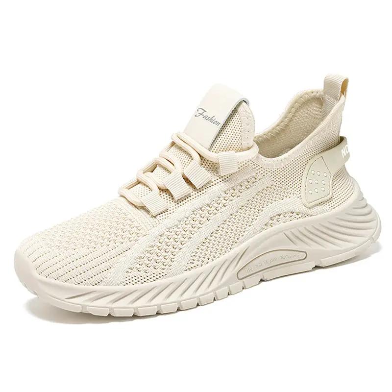 Fashion Casual Sports Shoes Women Lace Up Flat Shoes Lightweight Breathable Running Mesh Sneakers by Dropshipman