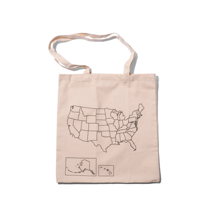 100% Cotton USA Map Colour In Tote Bag by All Mart Bristol Ltd