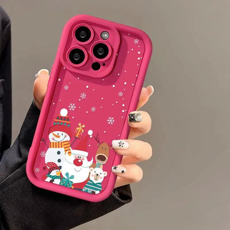 Cute Santa Claus Phone Case Frosted Advanced Christmas Pattern Case For Phone Shockproof Soft Silicone Phone Cover by Dropshipman