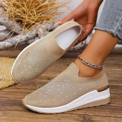 Pumps Women's Summer Wedge Round Toe Rhinestone Slip-on Women's Pumps Pumps by Dropshipman