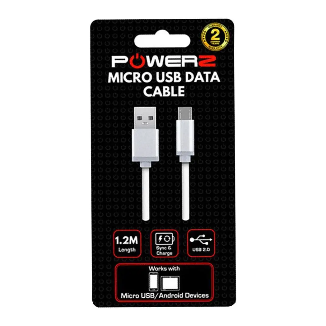 Powerz USB Data Charger Cable for Micro USB 1.2m - White by Aquarius
